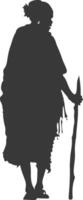 Silhouette native African tribe elderly woman black color only vector