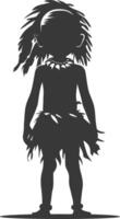 silueta nativo africano tribu pequeño niña negro color solamente vector