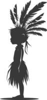 Silhouette native African tribe little girl black color only vector