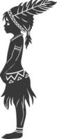 Silhouette native African tribe little girl black color only vector