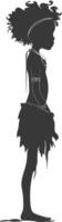 Silhouette native African tribe little girl black color only vector