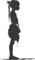 Silhouette native African tribe little girl black color only vector