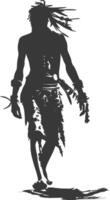 Silhouette native African tribe man black color only vector