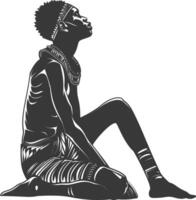 Silhouette native African tribe woman black color only vector