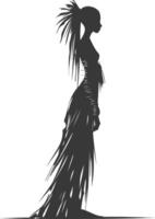 Silhouette native African tribe woman black color only vector