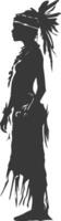 Silhouette native African tribe woman black color only vector