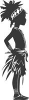 Silhouette native African tribe little girl black color only vector