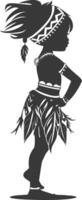 Silhouette native African tribe little girl black color only vector