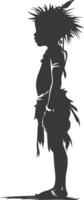 Silhouette native African tribe little girl black color only vector