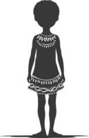 silueta nativo africano tribu pequeño niña negro color solamente vector