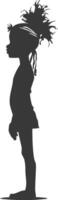 Silhouette native African tribe little girl black color only vector