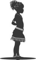 Silhouette native African tribe little girl black color only vector