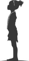 Silhouette native African tribe little girl black color only vector