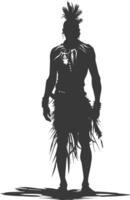 silueta nativo africano tribu hombre negro color solamente vector