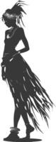Silhouette native African tribe woman black color only vector
