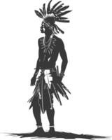 silueta nativo africano tribu hombre negro color solamente vector