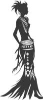 Silhouette native African tribe woman black color only vector