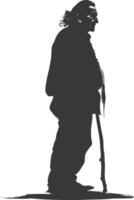 Silhouette native american elderly man black color only vector