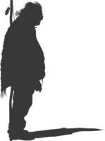 Silhouette native american elderly man black color only vector