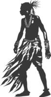 Silhouette native African tribe man black color only vector