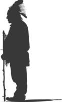 Silhouette native american elderly man black color only vector