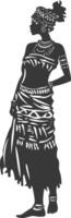 Silhouette native African tribe woman black color only vector