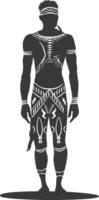 Silhouette native African tribe man black color only vector