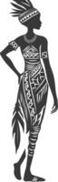 Silhouette native African tribe woman black color only vector