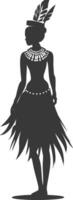 Silhouette native African tribe woman black color only vector