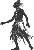 silueta nativo africano tribu hombre negro color solamente vector