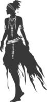 Silhouette native African tribe woman black color only vector