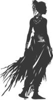 Silhouette native African tribe woman black color only vector