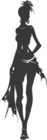 Silhouette native African tribe woman black color only vector