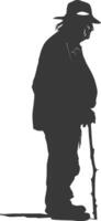 Silhouette native american elderly man black color only vector