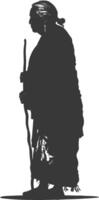 silhouette native american elderly woman black color only vector