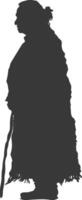 silhouette native american elderly woman black color only vector