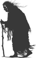 silhouette native american elderly woman black color only vector