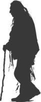 Silhouette native american elderly man black color only vector