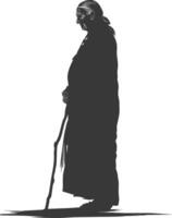 silhouette native american elderly woman black color only vector