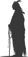 Silhouette native american elderly man black color only vector