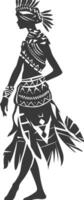 Silhouette native African tribe woman black color only vector