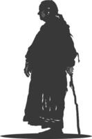 silhouette native american elderly woman black color only vector