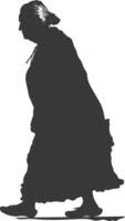 silhouette native american elderly woman black color only vector