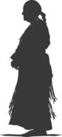 silhouette native american elderly woman black color only vector