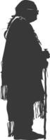 silhouette native american elderly woman black color only vector