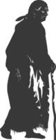 silhouette native american elderly woman black color only vector