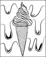 ice cream with Dripping syrup very suitable for children's coloring books vector