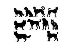 Silhouette Collection of Various Dog Breeds vector