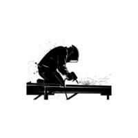 Silhouette of Welder at Work vector