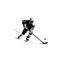 Silhouette of Ice Hockey Player in Action vector